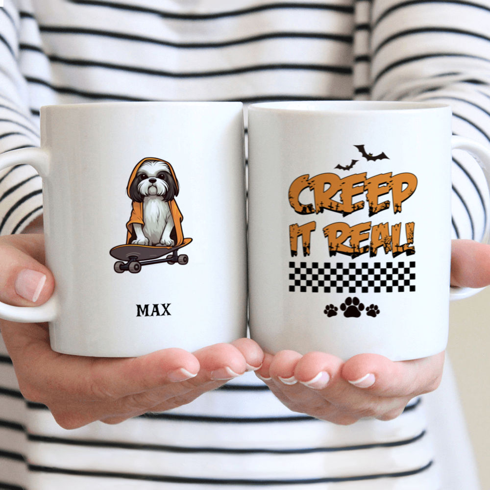 Halloween Dog Mug - Skateboarding Shih Tzu in Ghost Costume Halloween Dog Mug - Mug