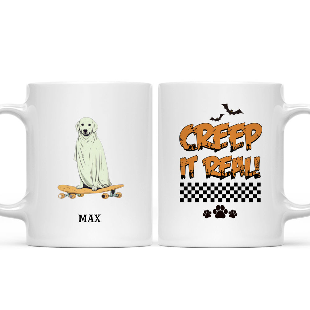 Halloween Dog Mug - Minimal Halloween Labrador Retriever Ghost Dog on Skateboard Mug - Mug_3