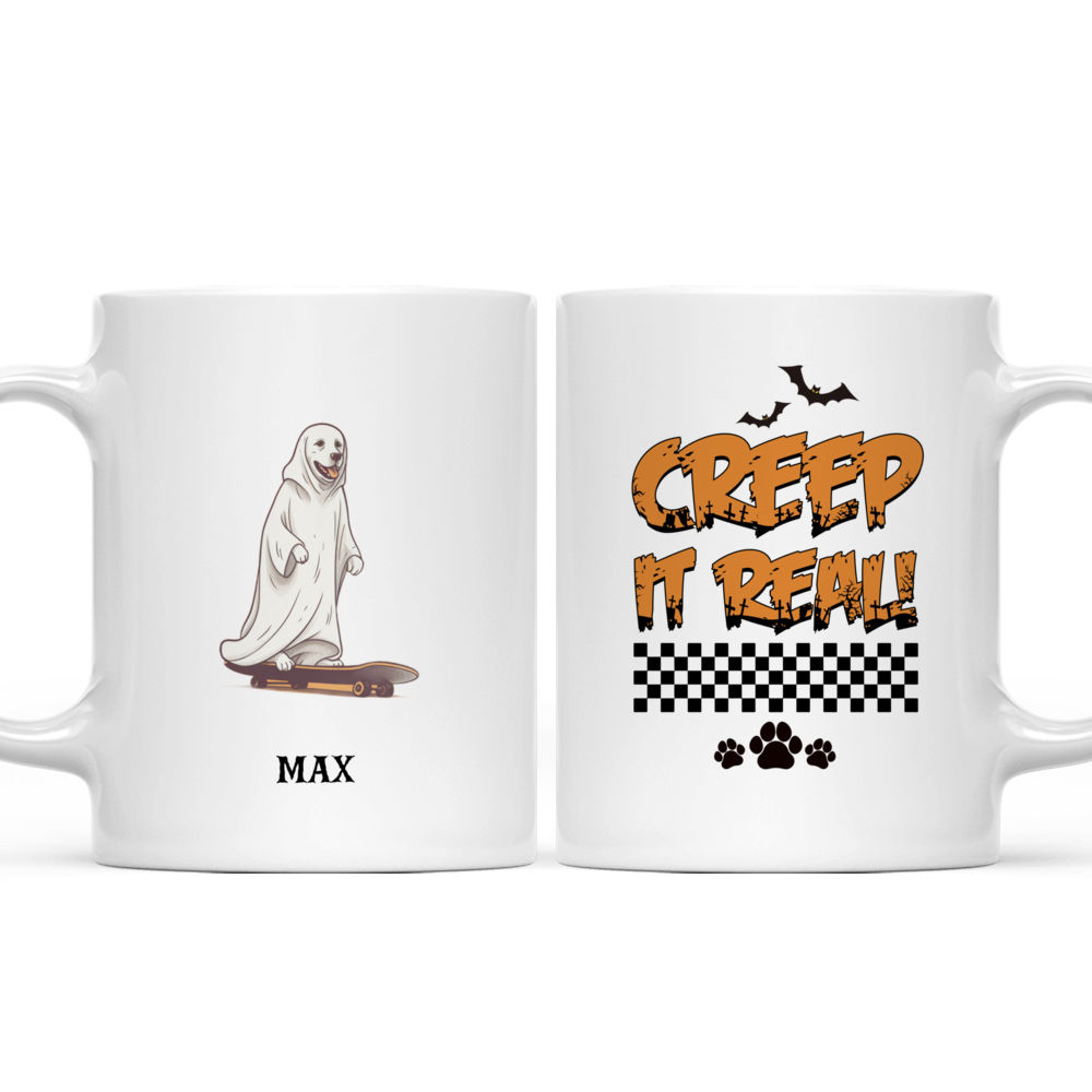 Halloween Dog Mug - Minimal Halloween Labrador Retriever Ghost Dog on Skateboard Mug - Mug_3