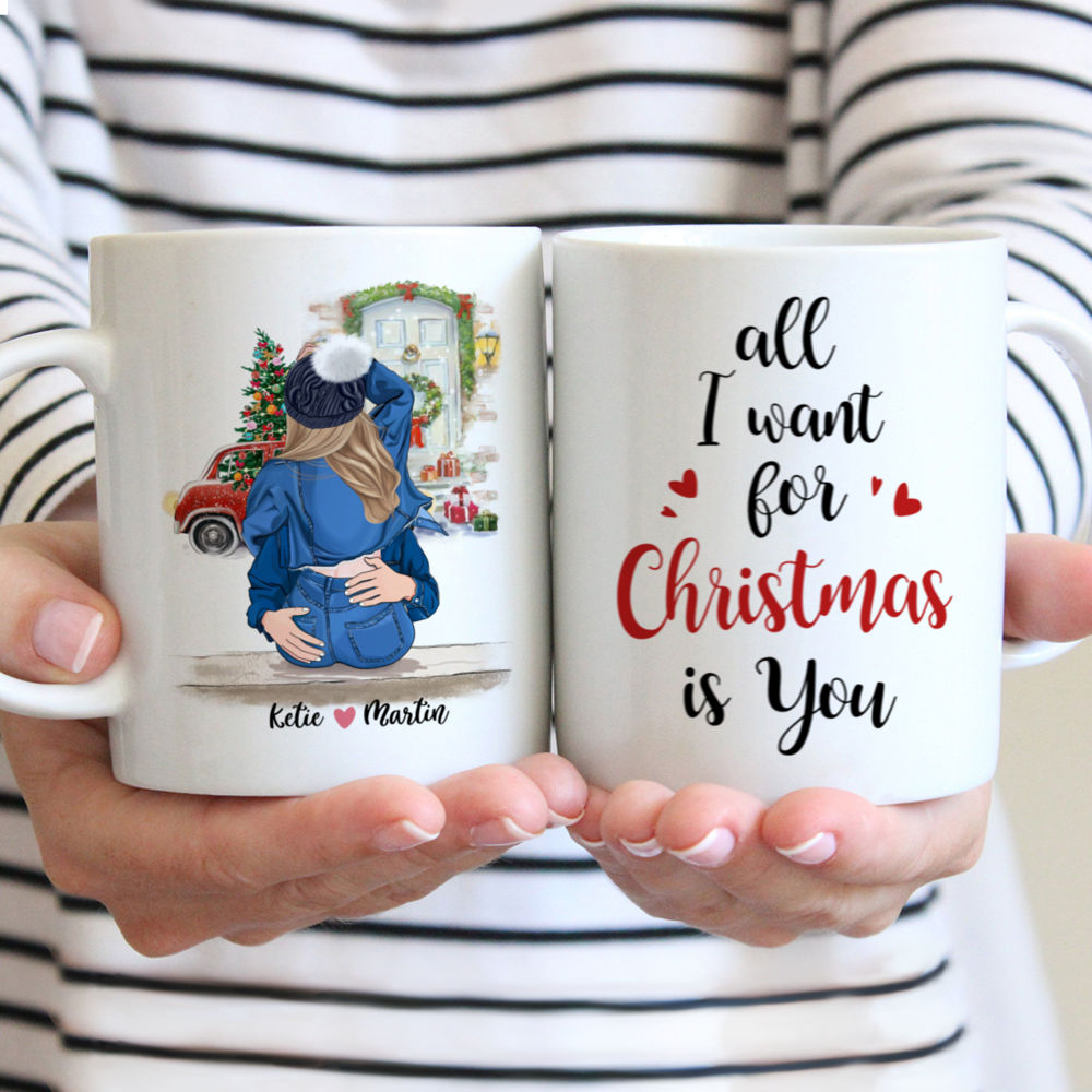 Personalized Mug - Hugging Couple Christmas - All I Want For Christmas Is  You - Valentine's Day Gifts, Couple