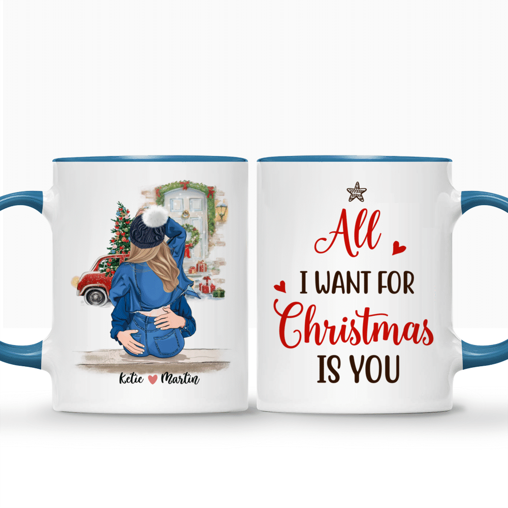 Personalized Mug - Hugging Couple Christmas - All I Want For Christmas Is  You - Valentine's Day Gifts, Couple