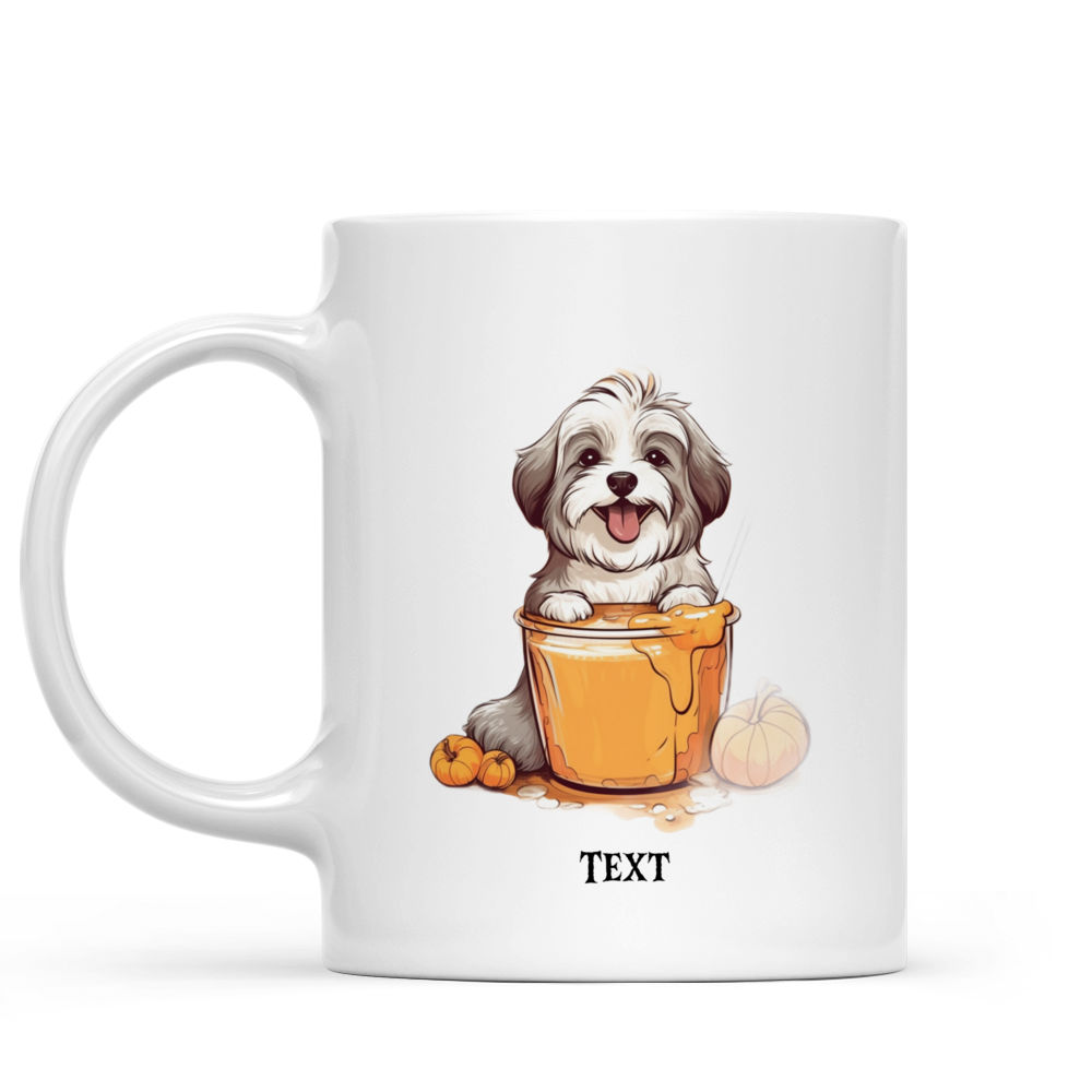 Halloween Dog Mug - Imaginary Happy Havanese Dog in Pumpkin Bubble Tea Cup Halloween Illustration - Mug_1