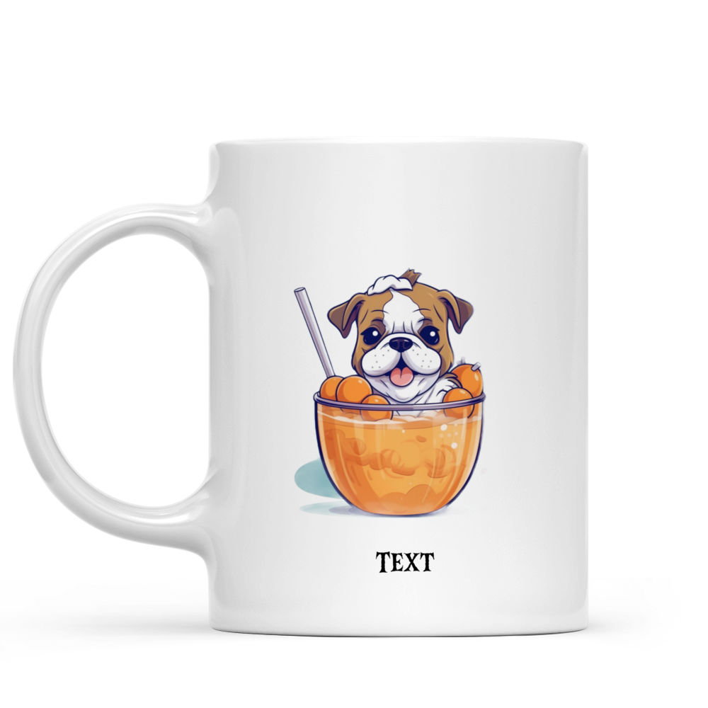 Halloween Dog Mug - Cute Happy Boxer Dog in Pumpkin Bubble Tea Cup Illustration Imaginary Halloween Flat Art - Mug_1