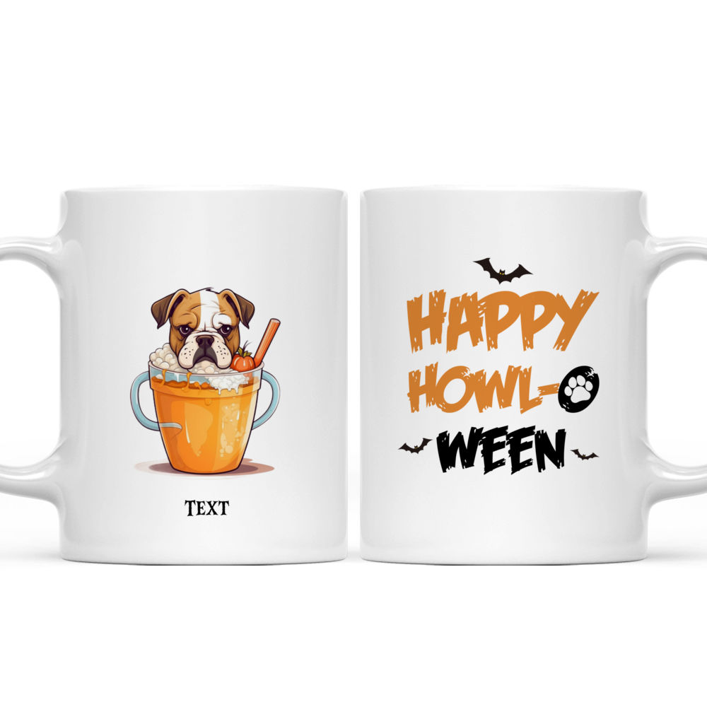 Halloween Dog Mug - Cute Happy Boxer Dog in Pumpkin Bubble Tea Cup Illustration Imaginary Halloween Flat Art - Mug_3