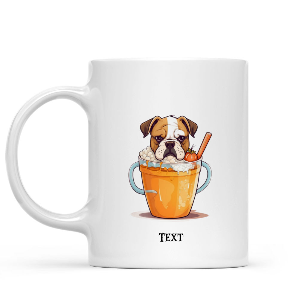 Halloween Dog Mug - Cute Happy Boxer Dog in Pumpkin Bubble Tea Cup Illustration Imaginary Halloween Flat Art - Mug_1