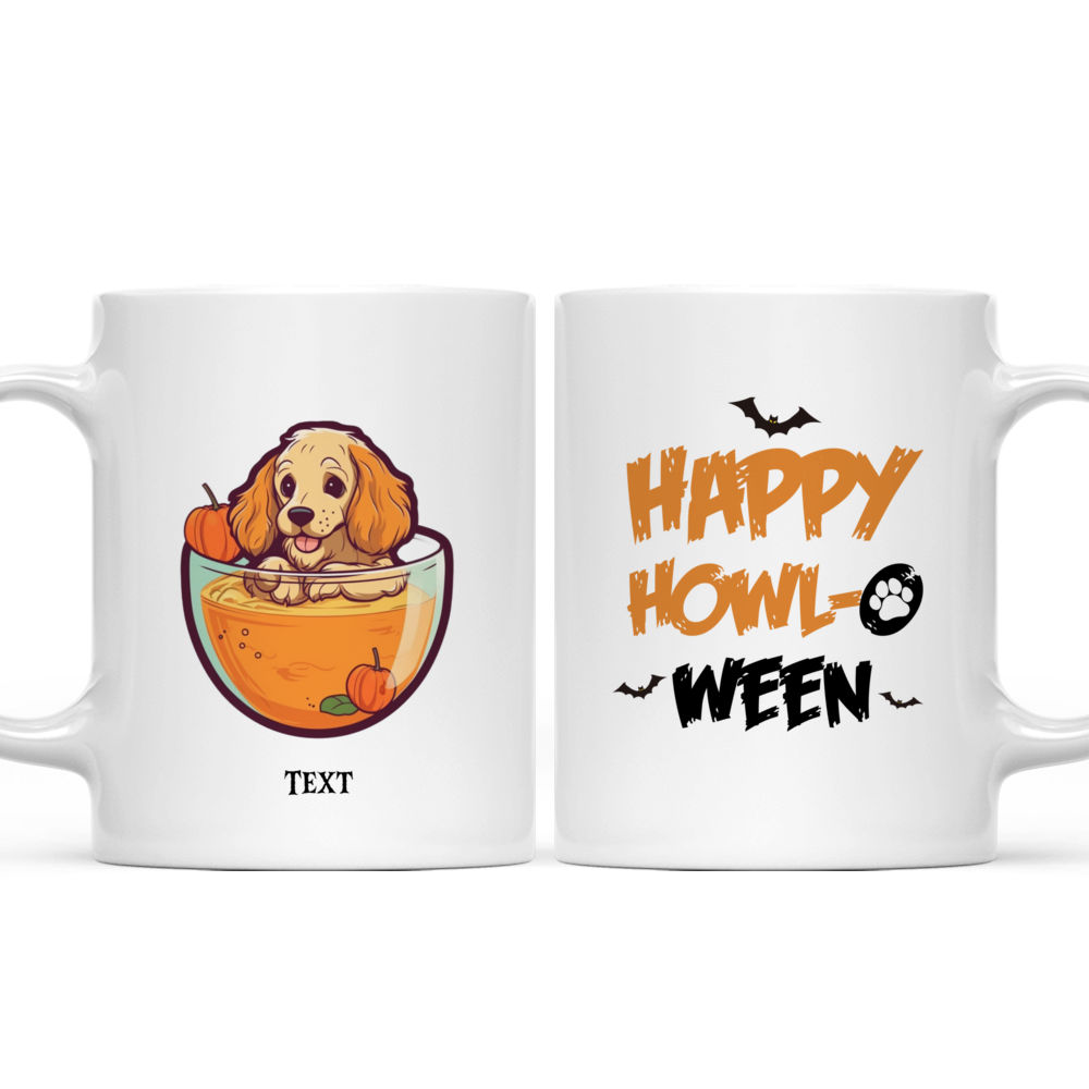 Halloween Dog Mug - Imaginary Happy Cocker Spaniel Dog in Pumpkin Bubble Tea Cup Illustration for Halloween - Mug_3