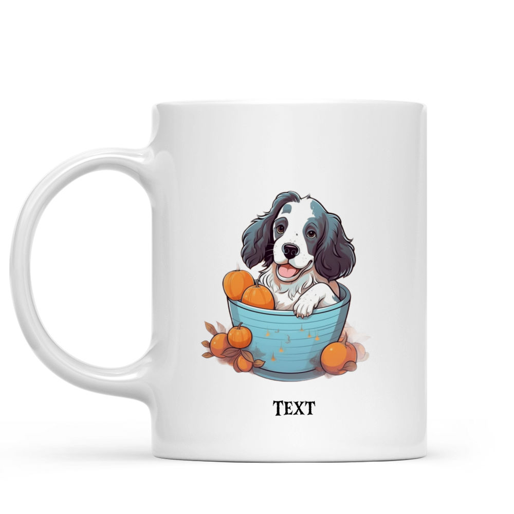 Halloween Dog Mug - Cute Halloween English Springer Spaniel Dog in Pumpkin Bubble Tea Cup Illustration - Mug_1