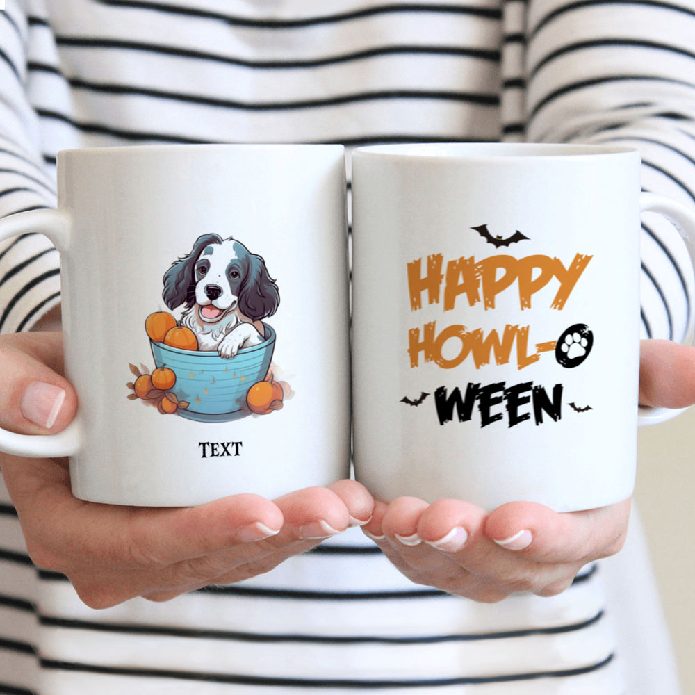 Halloween Dog Mug - Cute Halloween English Springer Spaniel Dog in Pumpkin Bubble Tea Cup Illustration - Mug