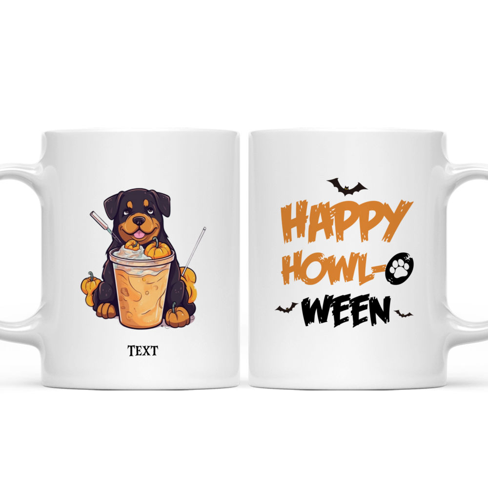 Halloween Dog Mug - Cute Rottweiler Dog in Pumpkin Bubble Tea Cup Halloween Flat Art Illustration - Mug_3