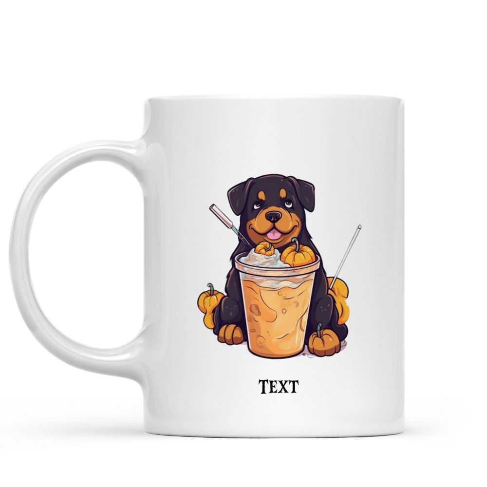 Halloween Dog Mug - Cute Rottweiler Dog in Pumpkin Bubble Tea Cup Halloween Flat Art Illustration - Mug_1