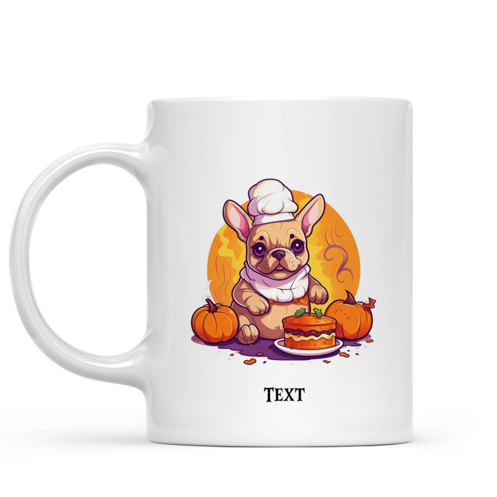 Halloween Dog Mug - Imaginary Happy French Bulldog in Pumpkin Bubble Tea Cup Halloween Illustration - Mug_1