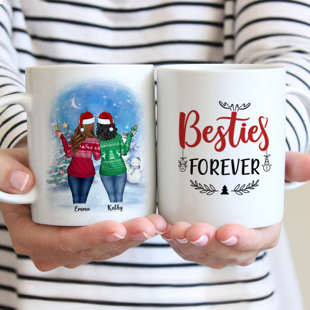 Personalized Mug - Christmas Mug Up to 5 Girl - Besties Forever