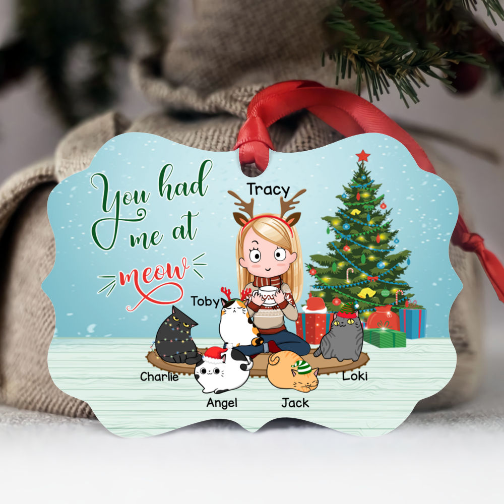 Cat Xmas Ornament - You had me at Meow - Personalized Ornament