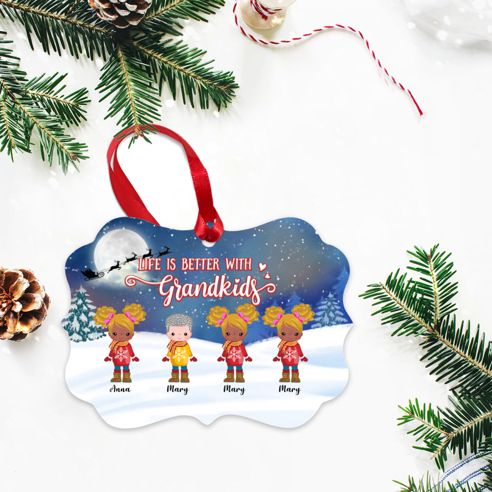 Personalized Ornament - Up to 12 Kids - Life Is Better With GrandKids (BG2)_2