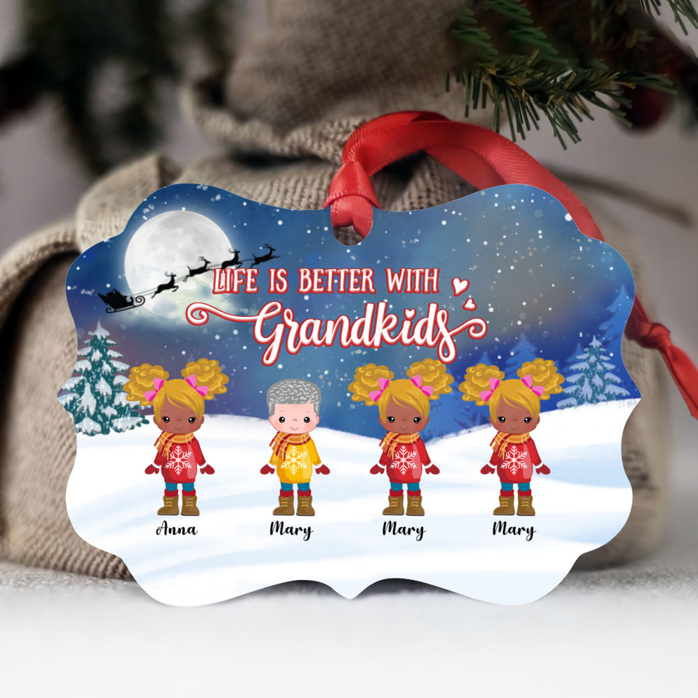 Personalized Ornament - Up to 12 Kids - Life Is Better With GrandKids (BG2)