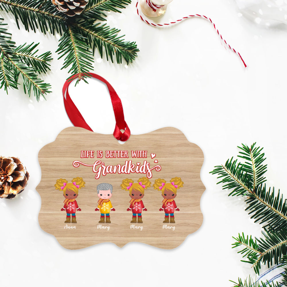 Personalized Ornament - Up to 12 Kids - Life Is Better With GrandKids (BG3)_2