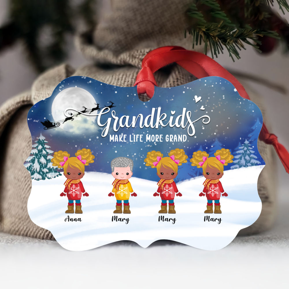 Personalized Ornament - Up to 12 Kids - GrandKids Make Life More Grand (BG1)