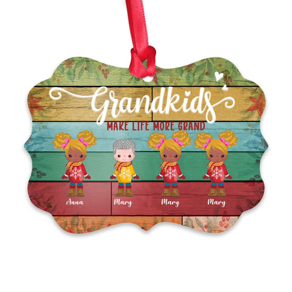 Up to 12 Kids - GrandKids Make Life More Grand (BG2) - Personalized Ornament_1