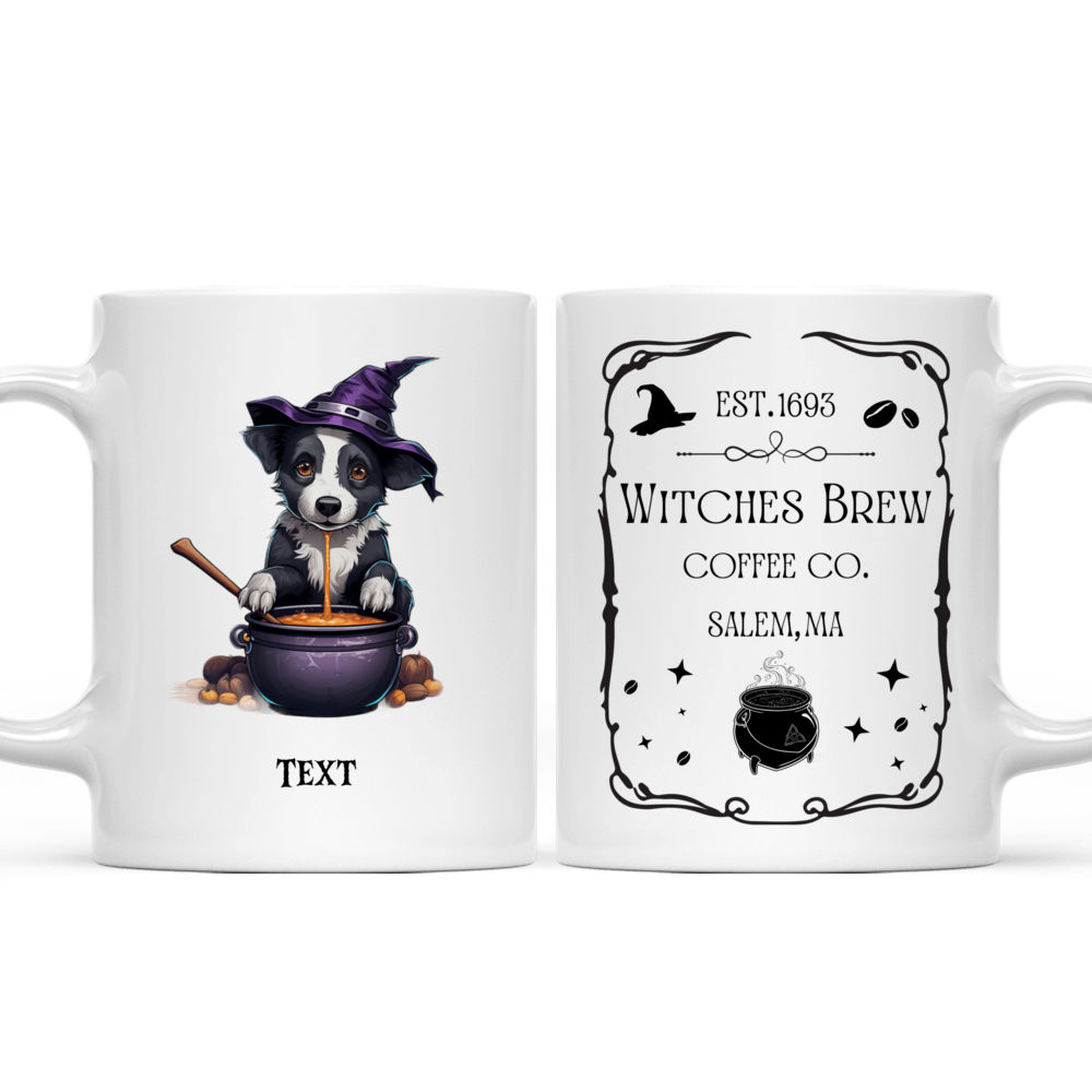 Cute Australian Cattle Dog Witch Stirring Potion Halloween Cartoon