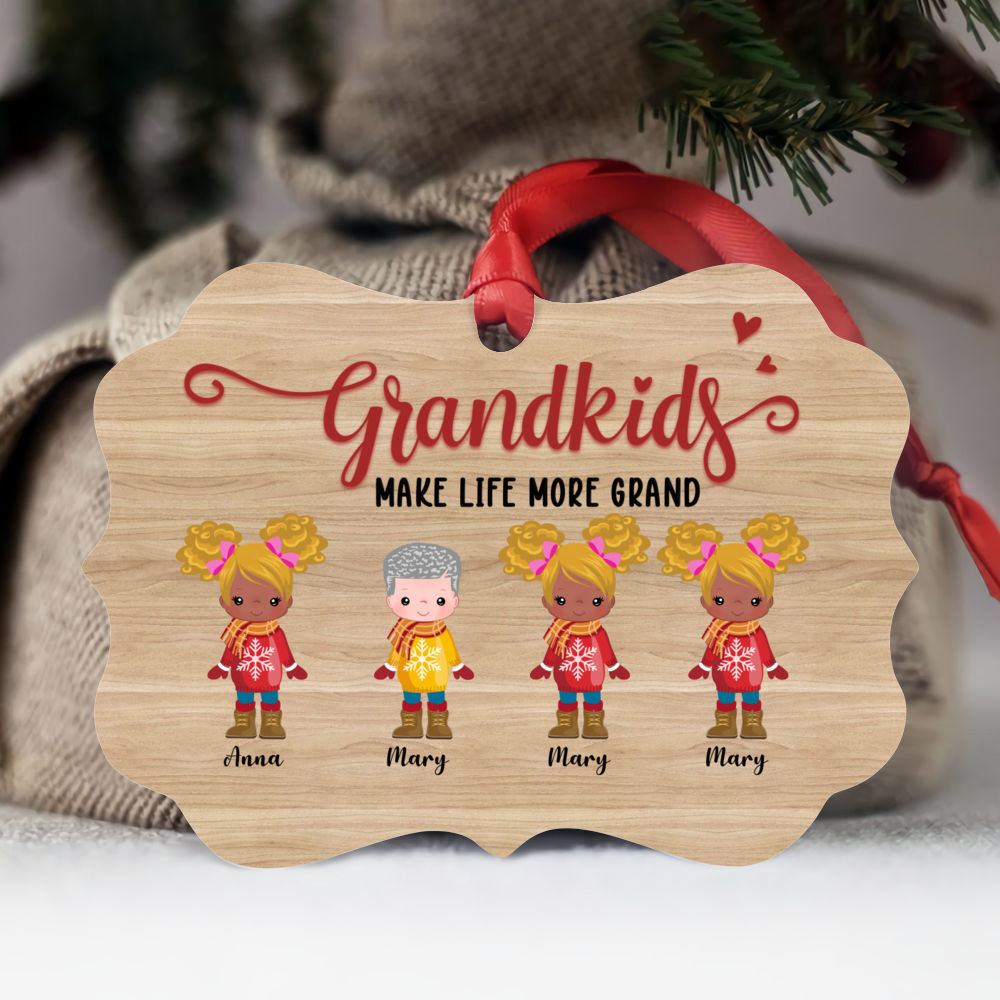 Personalized Ornament - Up to 12 Kids - GrandKids Make Life More Grand (BG3)