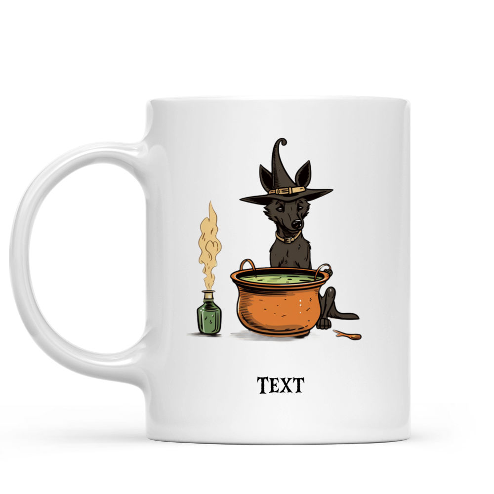 Halloween Dog Mug - Magical Belgian Malinois Witch Dog Stirring Potion Cartoon for Halloween - Mug_1