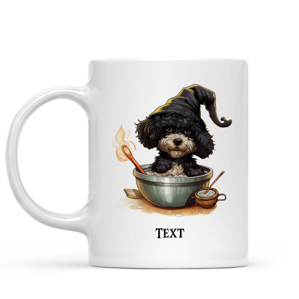 Halloween Dog Mug - Magical Cute Portuguese Water Dog Witch stirring potion Halloween Cartoon - Mug_1