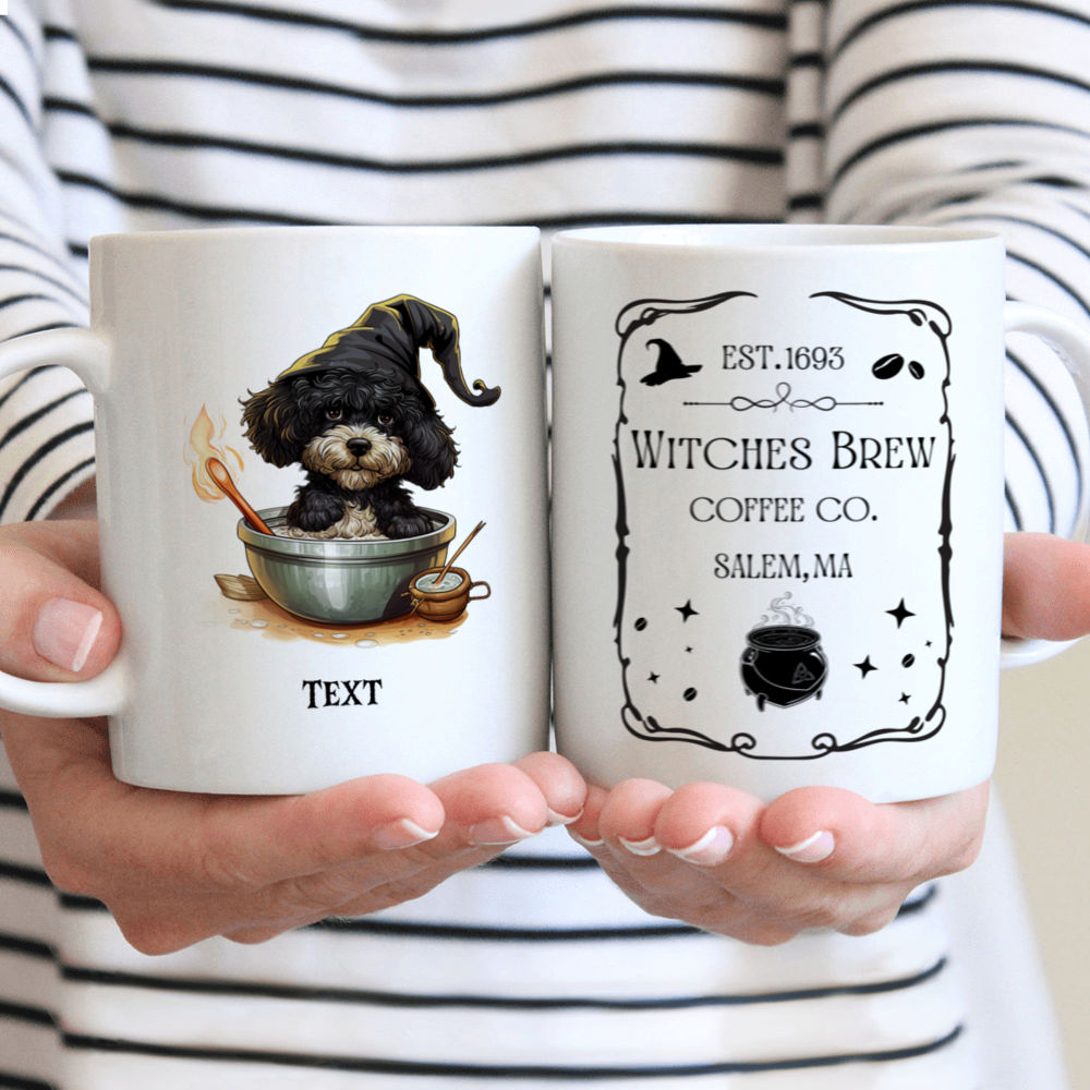 Halloween Dog Mug - Magical Cute Portuguese Water Dog Witch stirring potion Halloween Cartoon - Mug