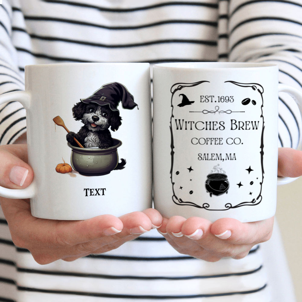 Halloween Dog Mug - Magical Cute Portuguese Water Dog Witch stirring potion Halloween Cartoon - Mug