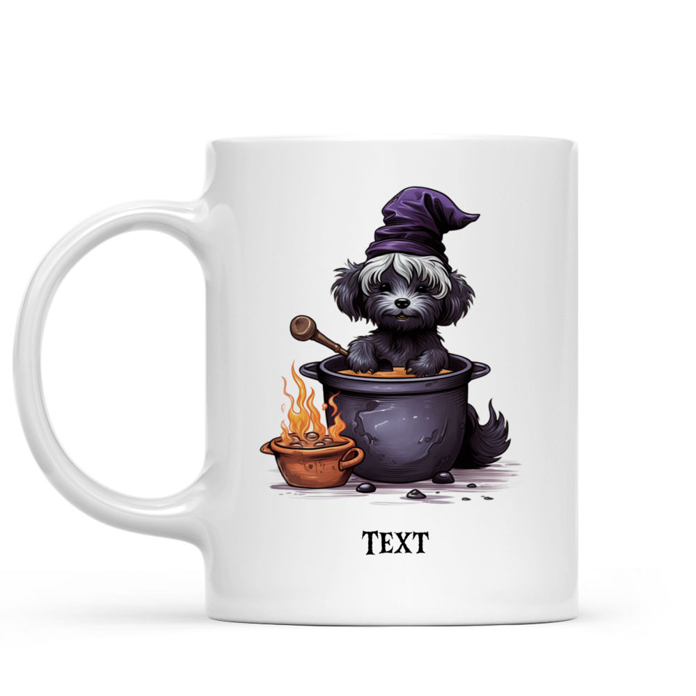 Halloween Dog Mug - Minimal Maltese Witch Dog Stirring Potion Cartoon for Halloween - Mug_1