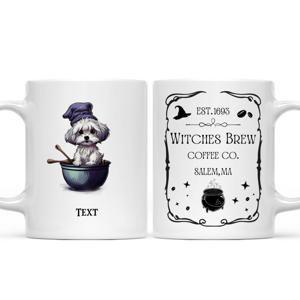 Halloween Dog Mug - Minimal Maltese Witch Dog Stirring Potion Cartoon for Halloween - Mug_3