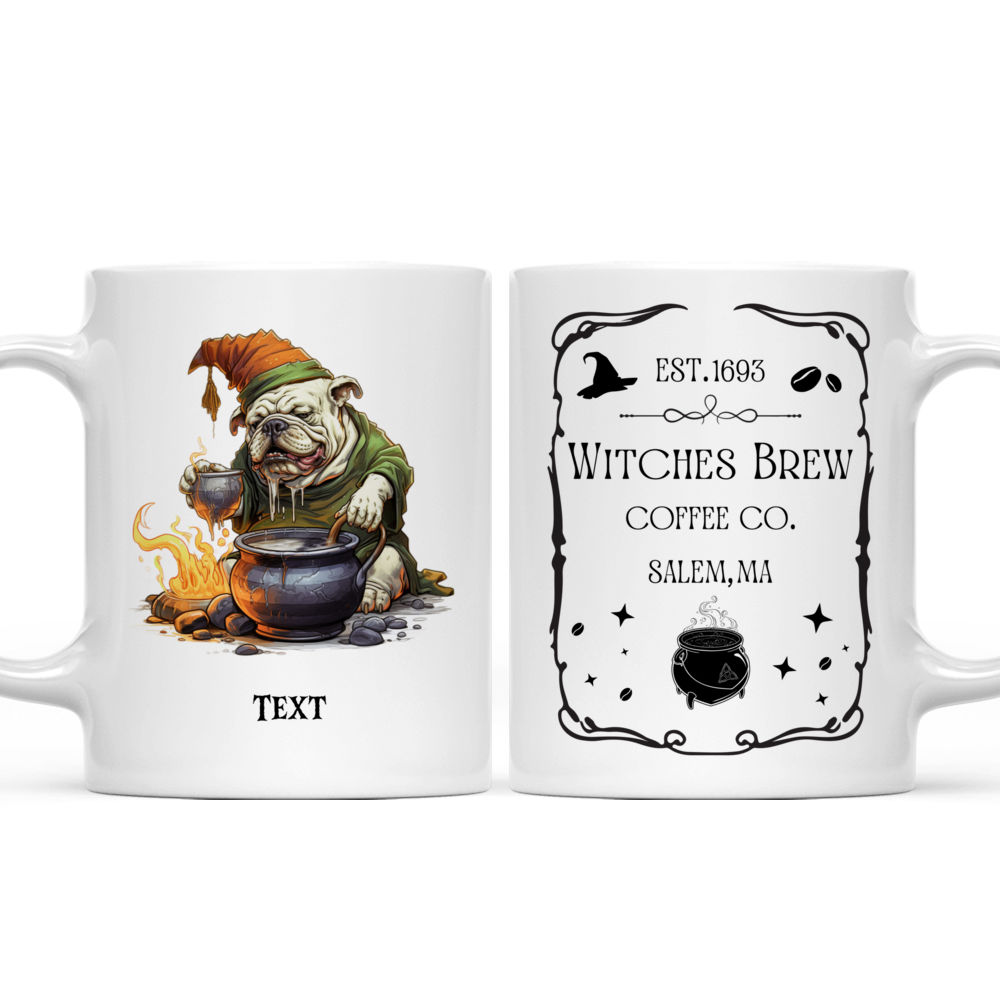 Halloween Dog Mug - Magical Cute Bulldog Witch stirring potion Cartoon for Halloween - Mug_3