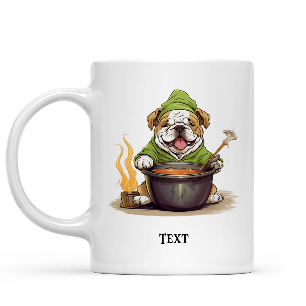 Halloween Dog Mug - Magical Cute Bulldog Witch stirring potion Cartoon for Halloween - Mug_1