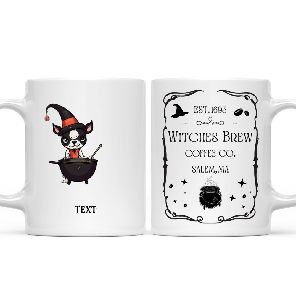 Halloween Dog Mug - Magical Cute Boston Terrier Witch stirring potion Cartoon for Halloween - Mug_3