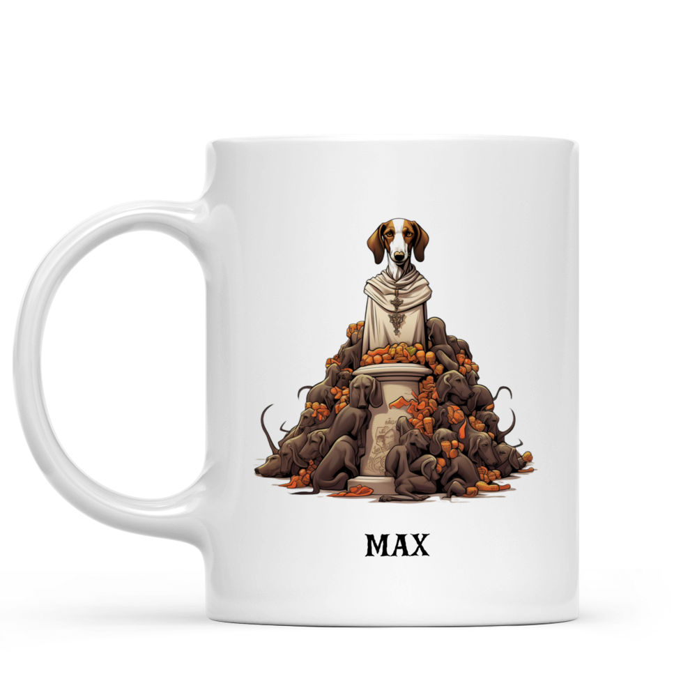 Halloween Dog Mug - Dog Dracula standing on skulls and skeletons, flat color, digital painting, white background - Mug_1