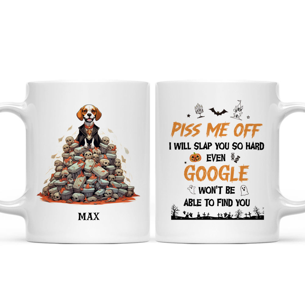 Halloween Dog Mug - Beagle Dog Dracula Standing on Skulls and Skeletons Halloween Mug - Mug_3