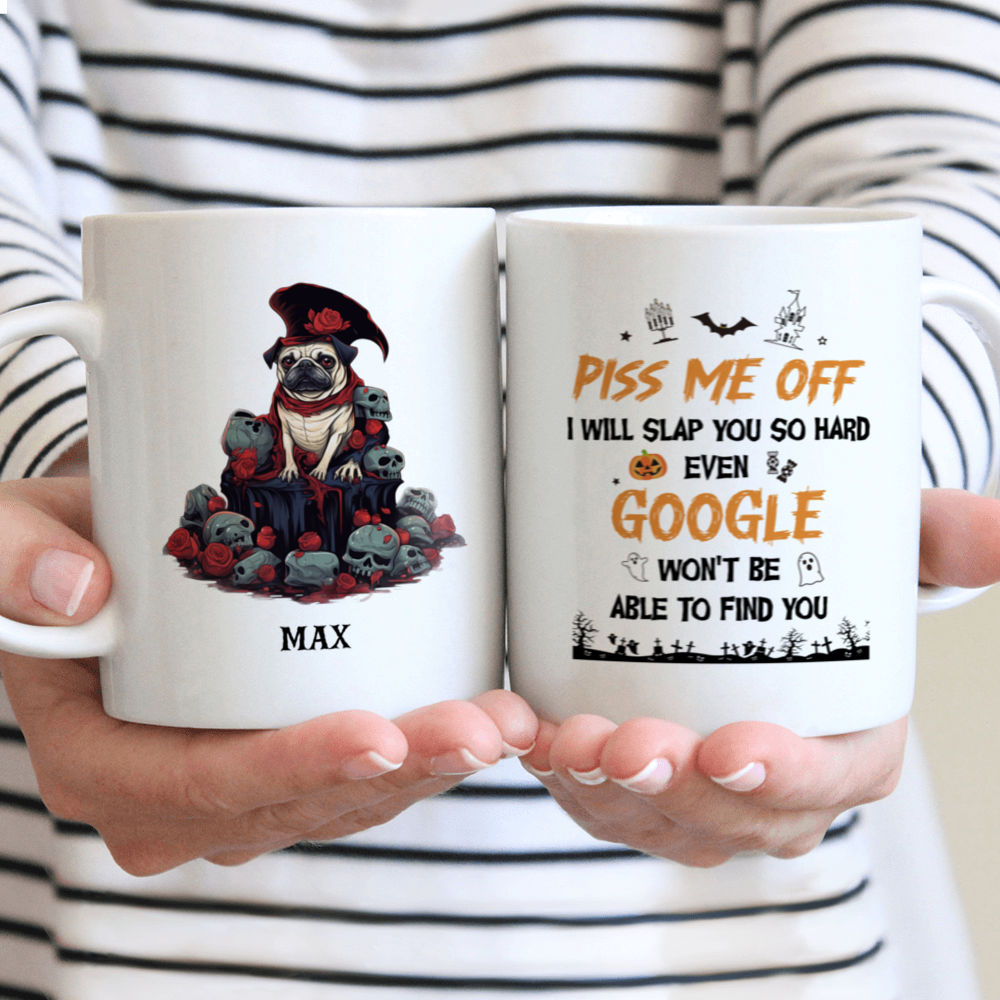 Personalized Mug - Halloween Dog Mug - Pug Dracula Dog Mug
