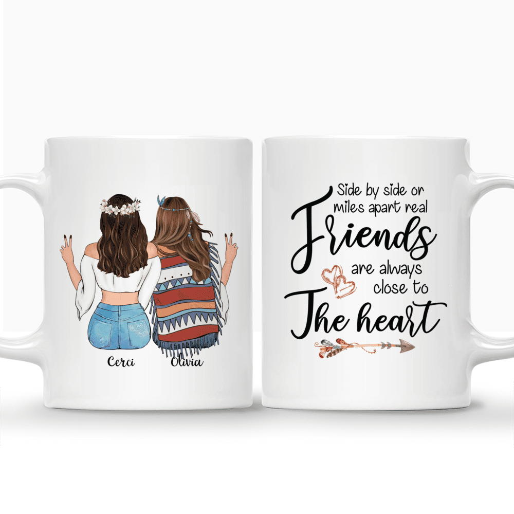 Personalized Mug - Boho Hippie Bohemian - Side By Side Or Miles Apart Real Friends Are Always Close To The Heart (S)_3