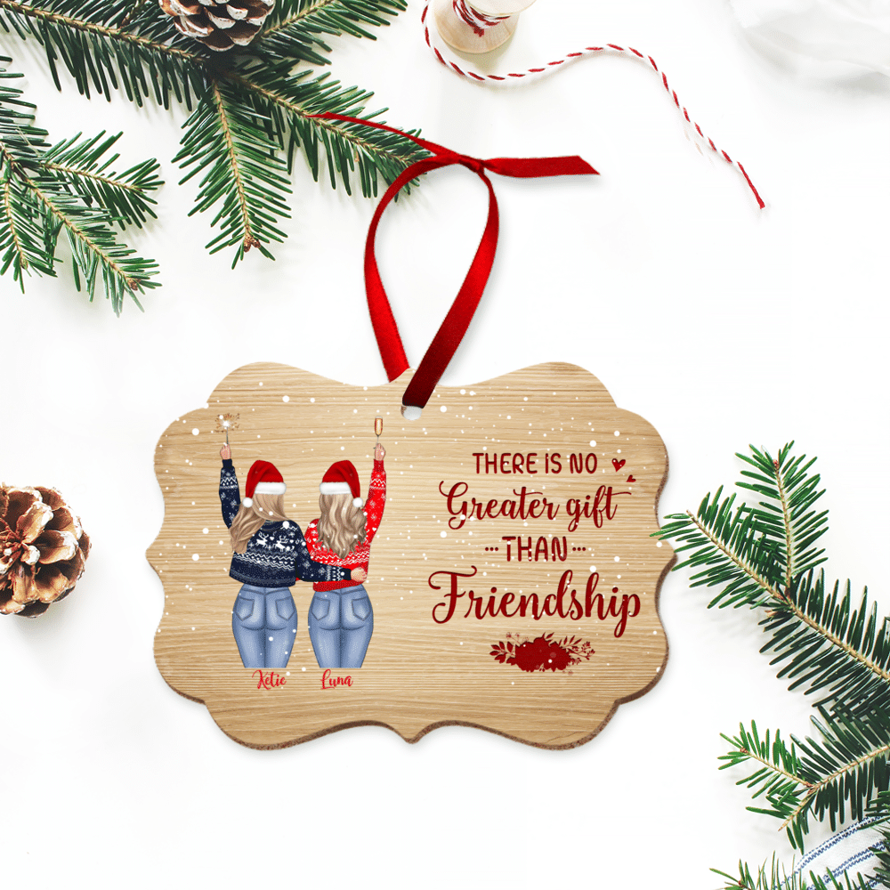 There's No Greater Gift Than Friendship - Personalized Aluminum Ornament -  Family Sitting