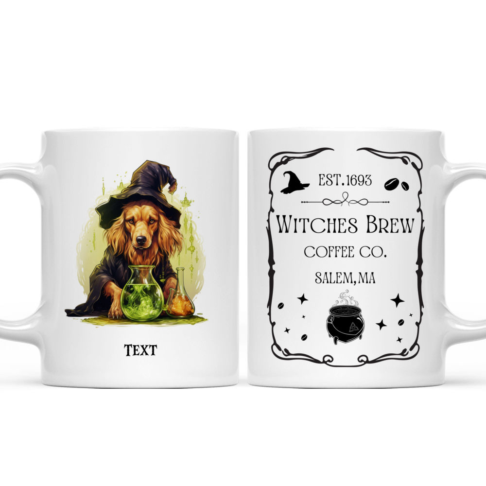 Personalized Mug - Halloween Dog Mug - Halloween Witch Golden Retriever Dog Cartoon_3