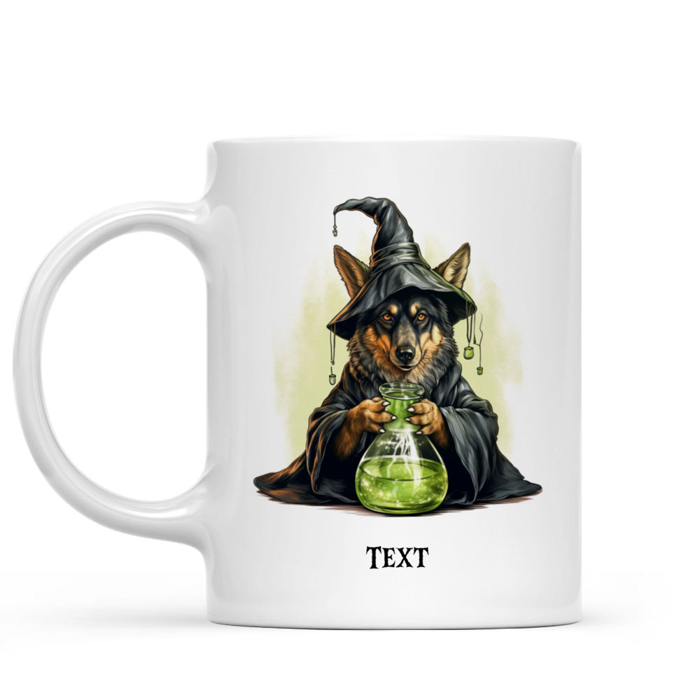 Halloween Dog Mug - Halloween Witch German Shepherd Dog Cartoon - Mug_1