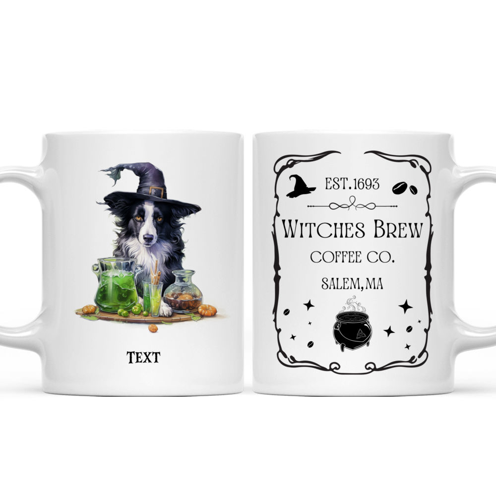 Personalized Mug - Halloween Dog Mug - Halloween Witch Border Collie Dog Drinking Green Potion_3