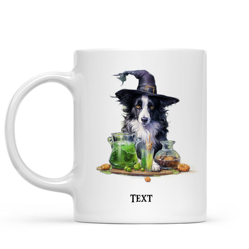 Halloween Dog Mug - Halloween Witch Border Collie Dog Drinking Green Potion - Mug_1