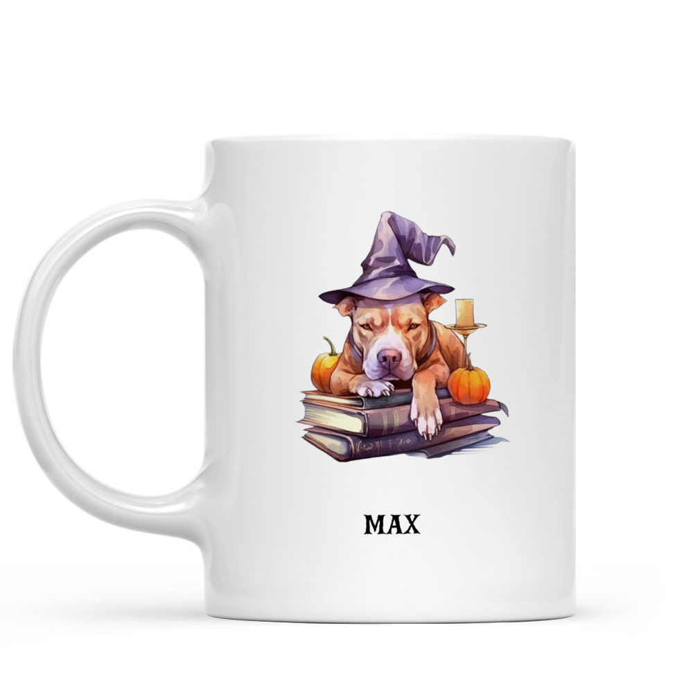 Halloween Dog Mug - Sleeping Pitbull Witch Hat Halloween Dog Mug - Mug_1