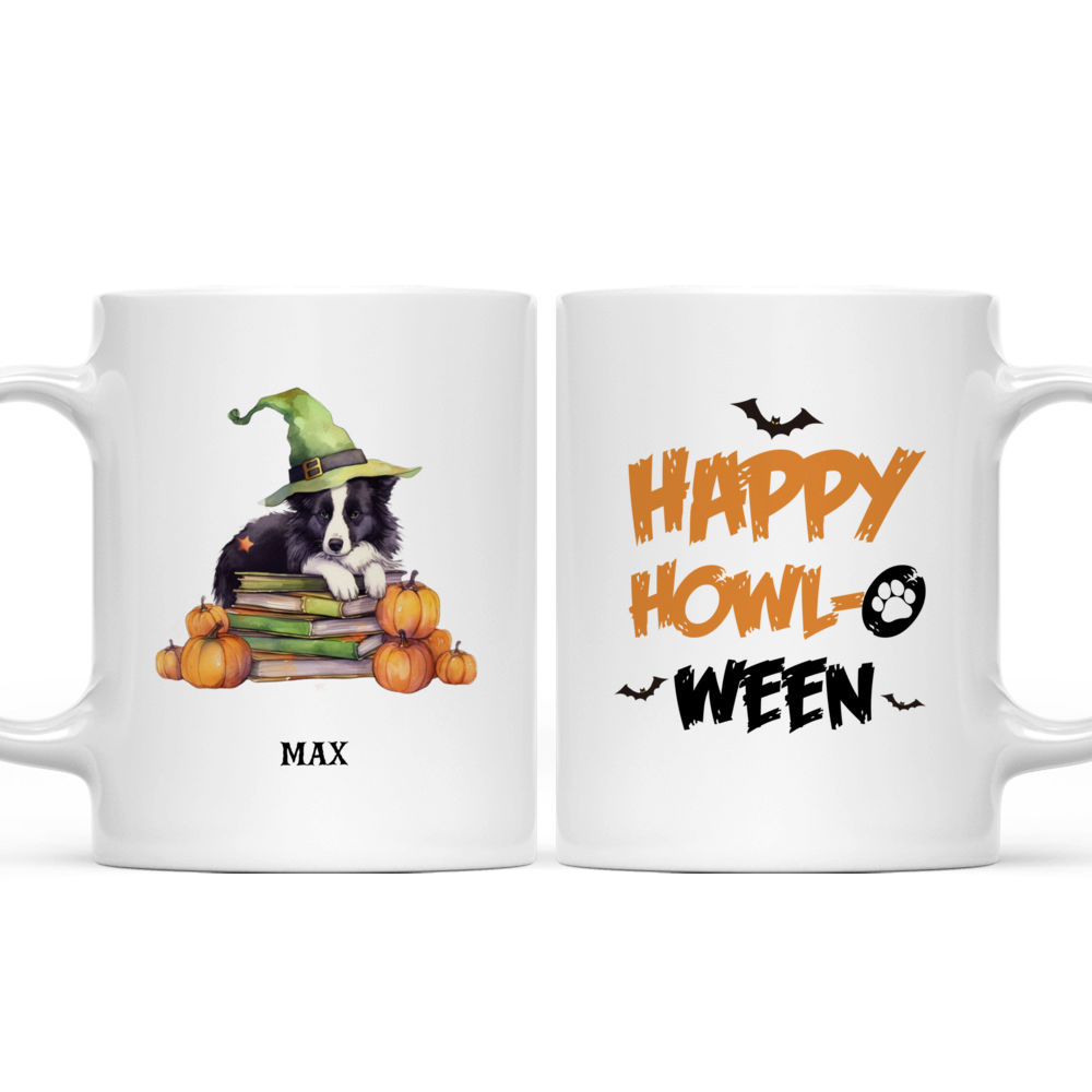 Halloween Dog Mug - Watercolor Border Collie Witch Sleeping Stack Pumpkins Magic Light Mug - Mug_3