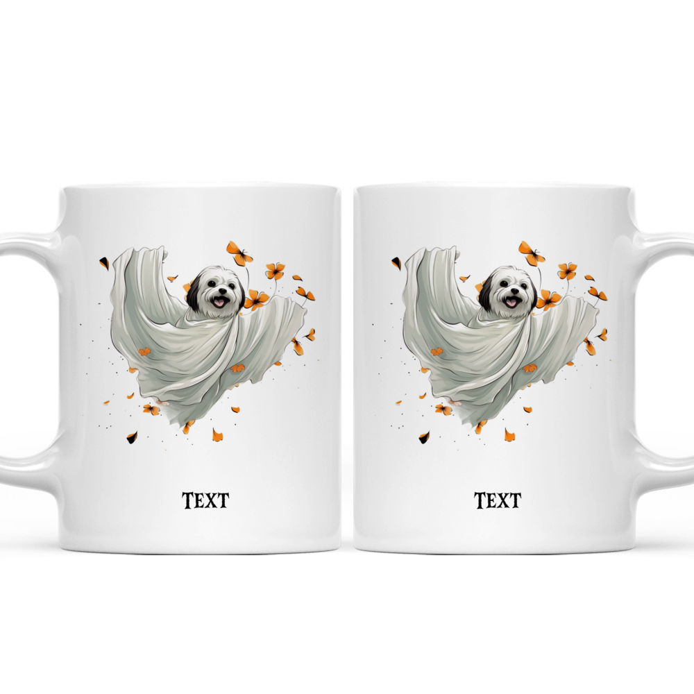 Halloween Dog Mug - Cute Shih Tzu Dog in Halloween Ghost Costume Flying - Mug_3