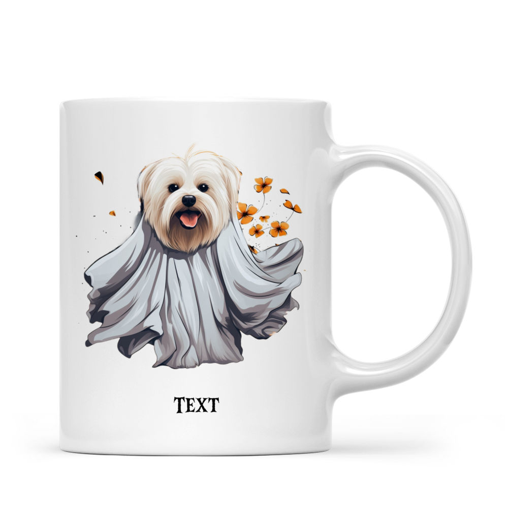 Halloween Dog Mug - Fantasy Cute Halloween Ghost Costume Yorkshire Terrier Dog Flying - Mug_2