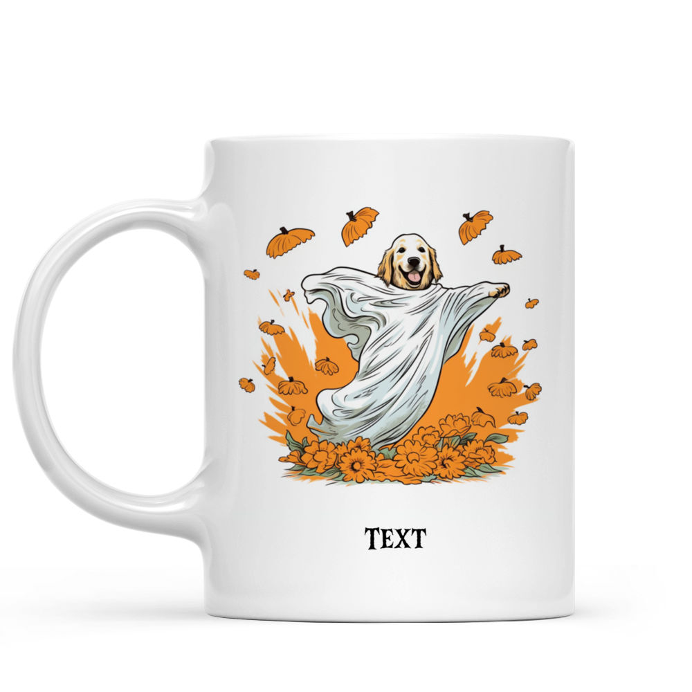 Halloween Dog Mug - Fantasy Cute Halloween Ghost Costume Golden Retriever Dog Flying - Mug_1