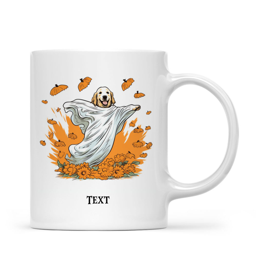 Halloween Dog Mug - Fantasy Cute Halloween Ghost Costume Golden Retriever Dog Flying - Mug_2