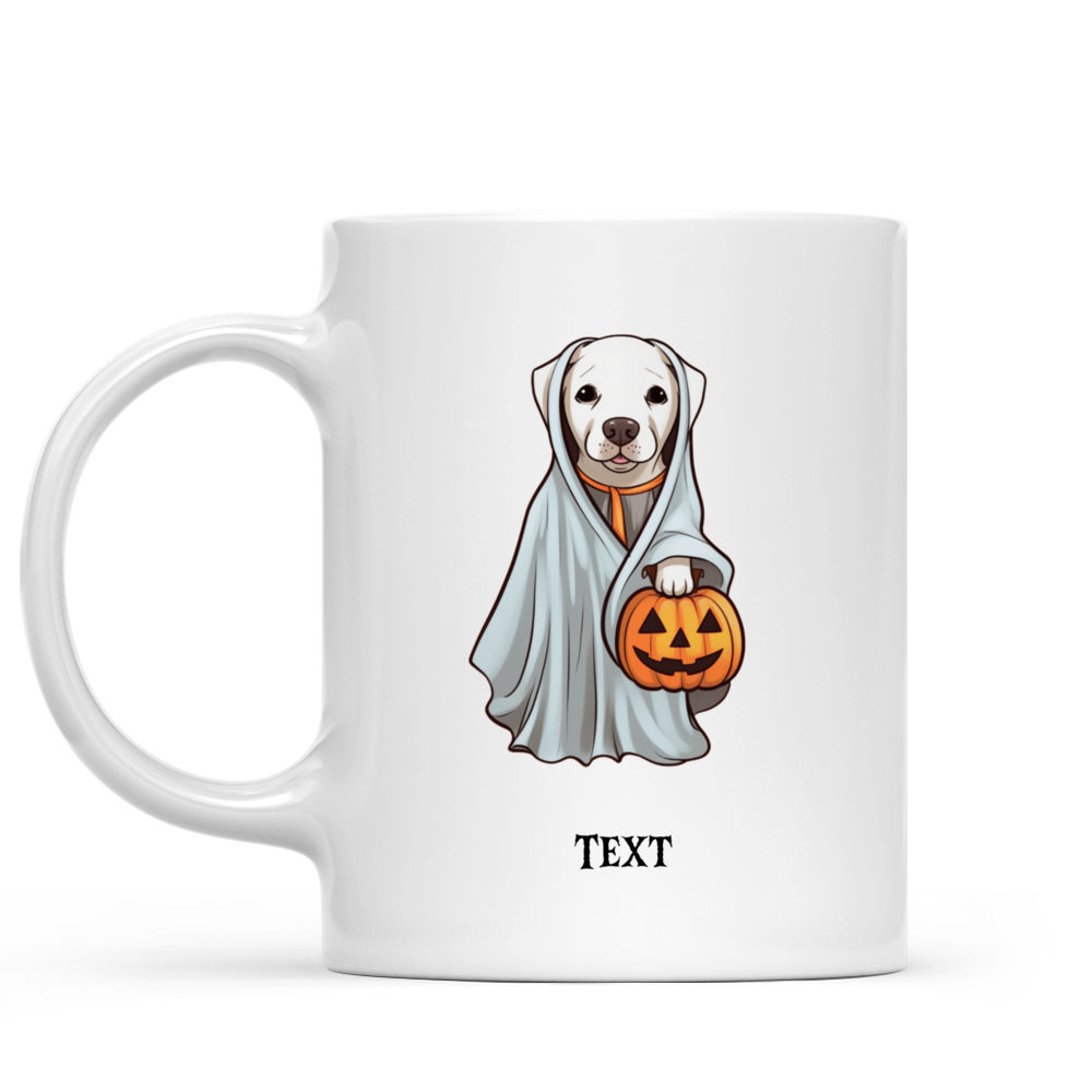 Halloween Dog Mg - Cute Pitbull Dog Halloween Ghost Costume Cartoon - Mug_1