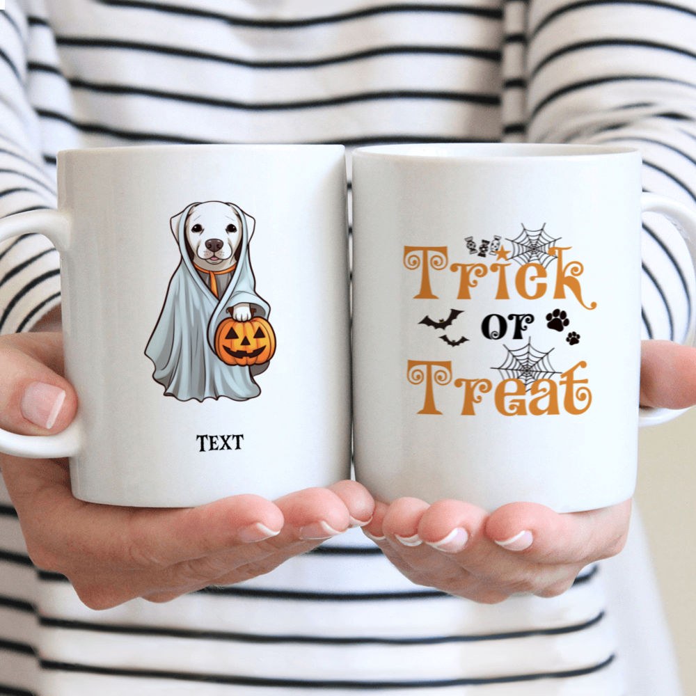 Halloween Dog Mg - Cute Pitbull Dog Halloween Ghost Costume Cartoon - Mug